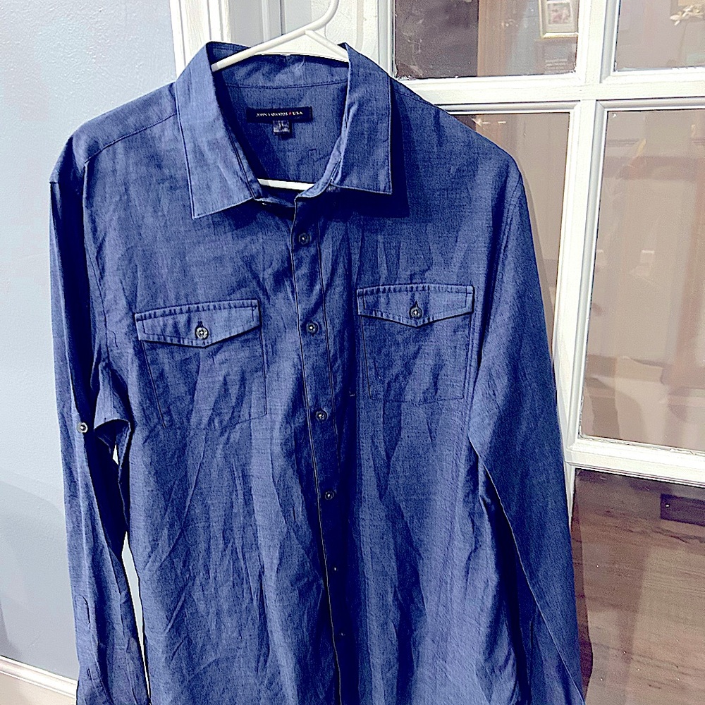 Men’s John Varvatos dress shirt navy blue large